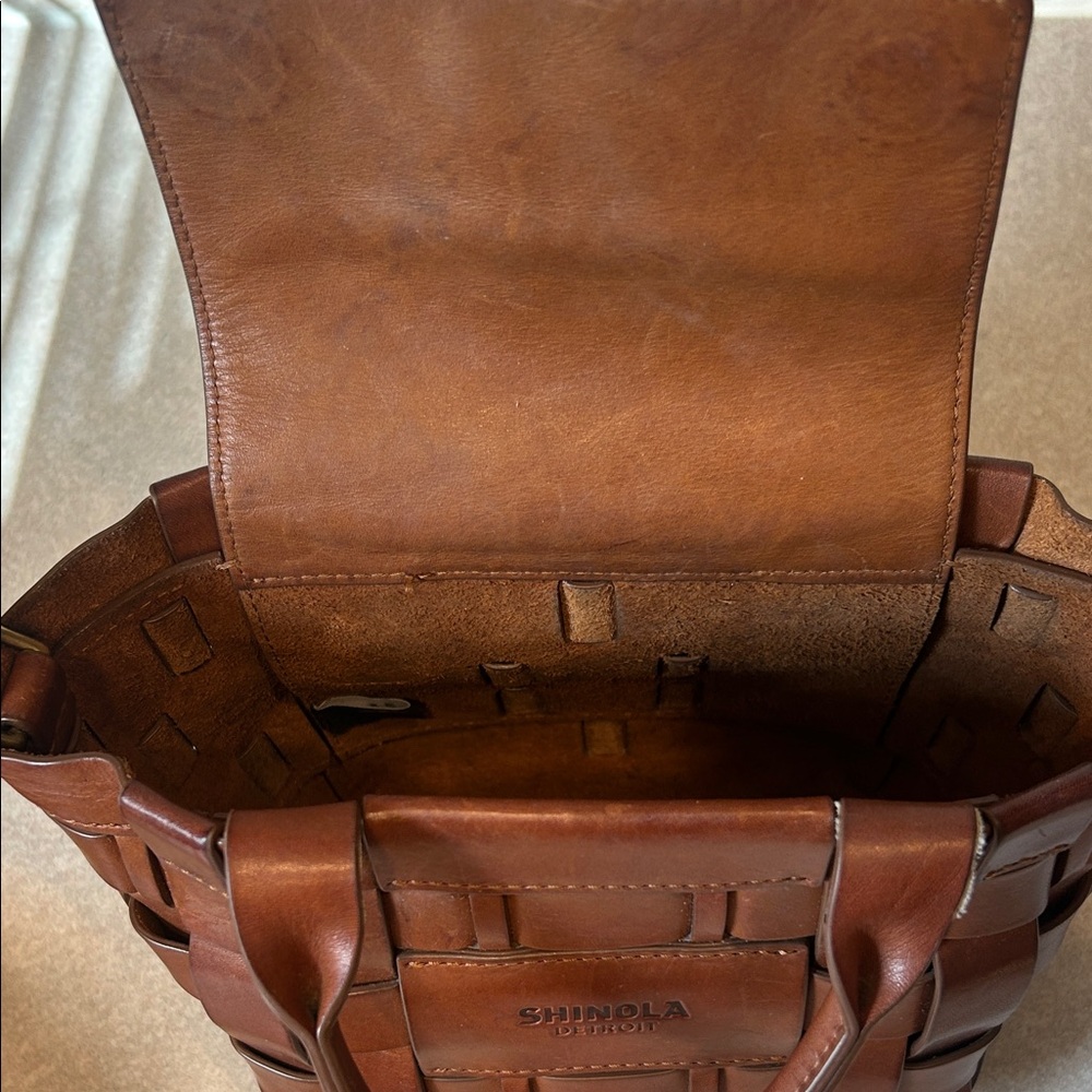 Shinola Tan Leather Woven Tote - Picture 2 of 4
